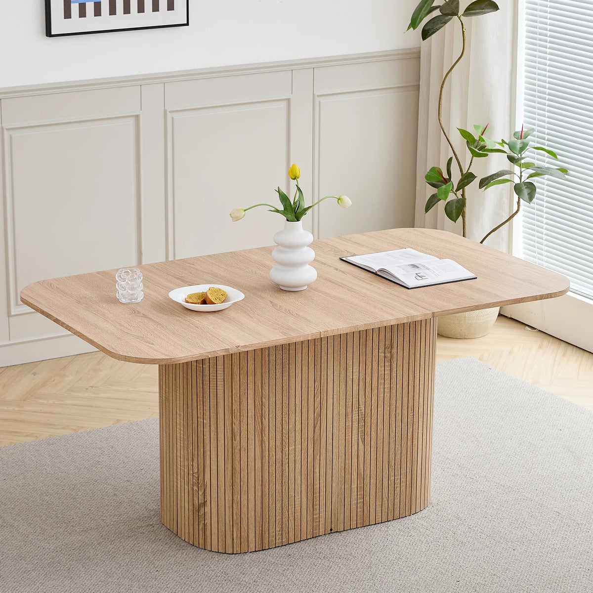 EGOONM Tavolo da pranzo rettangolare in legno massello in stile nordico, tavolo da pranzo per lettura e tempo libero, 160 * 90 cm