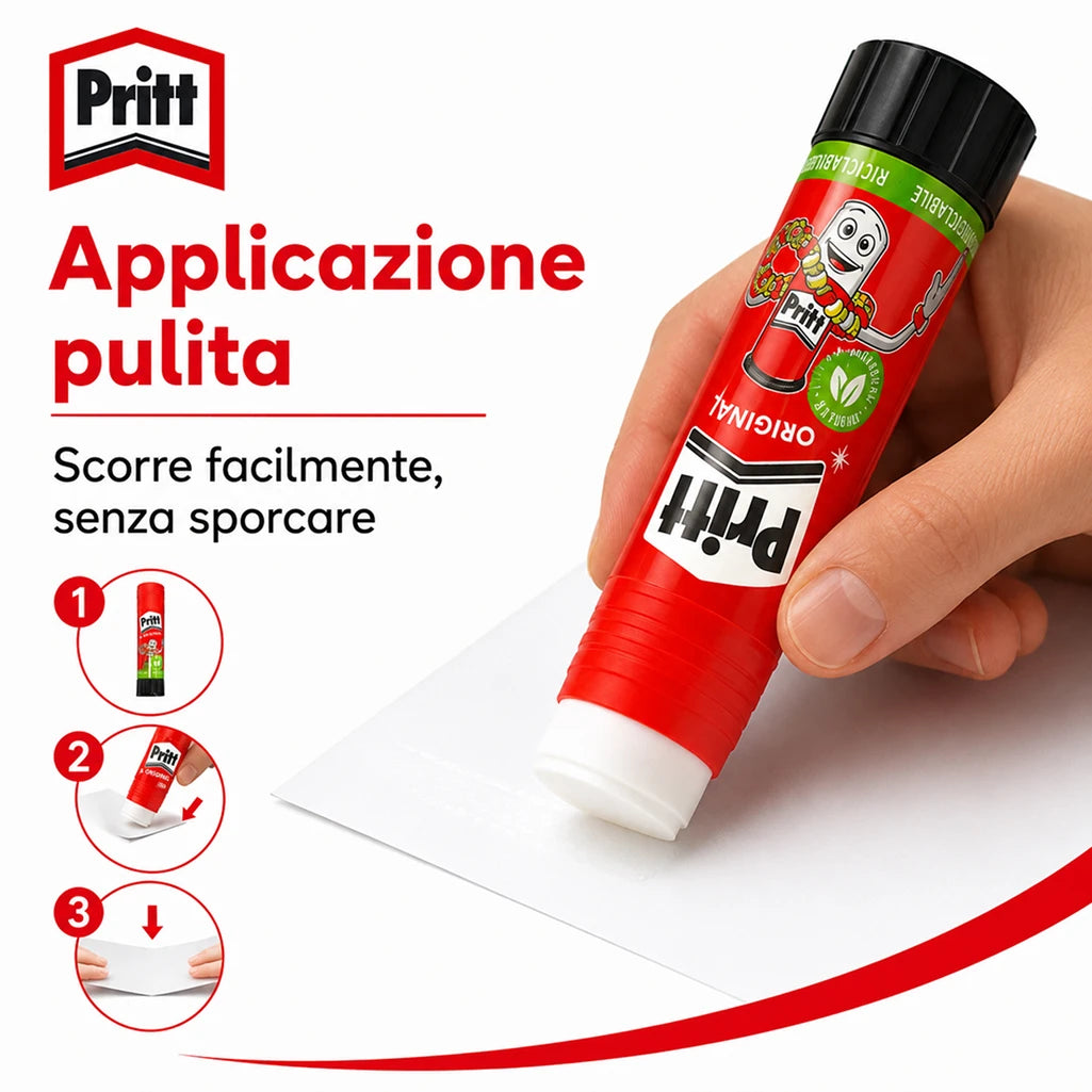 Confezione da 25 Pritt Colla Stick 11 g, colla solida per carta, cartoncino, scuola, ufficio, cancelleria e lavori creativi