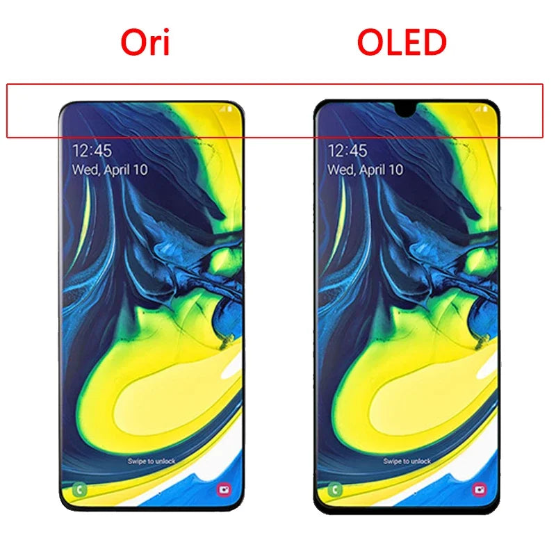 Display LCD Super AMOLED per Samsung A80 A805 A805F, gruppo digitalizzatore touchscreen con sensore di impronte digitali per Samsung A90 LCD