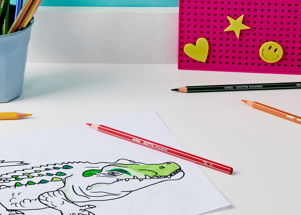 Pastelli Giotto Stilnovo 24 Colori Mina 33 mm Forma Esagonale Spazio Nome Vernice Base Acqua 18 cm Scuola