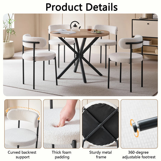 EGOONM Set di 2/4/6 Sedie da Pranzo in Stile Nordico, Sedie Imbottite in Velluto Teddy per Cucina e Sala da Pranzo