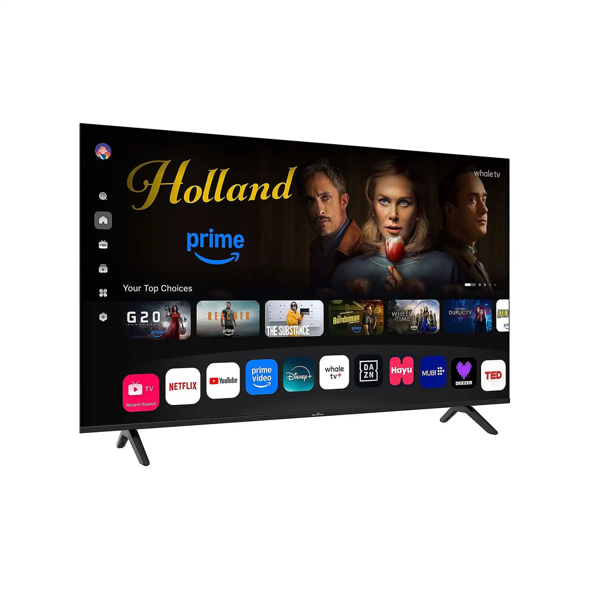 Smart Tech 55QH02K 55 Inch QLED 4K Smart TV - Whale OS UHD Television, HDR, WiFi, Bluetooth, DVB-T2/S2/C, 3 HDMI, 2 USB, Dolby Digital Plus