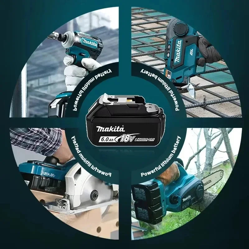 Batteria ricaricabile agli ioni di litio LXT originale Makita 18V 6.0Ah, per BL1860B BL1850 BL1840 18V con alimentatore.