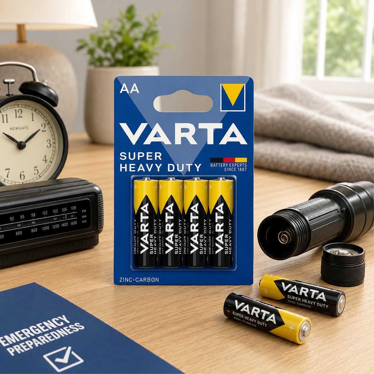 Pacco scorta Batterie AA VARTA Super Heavy Duty Zinco-Carbon 1,5V R6 per Telecomandi Orologi Sveglie