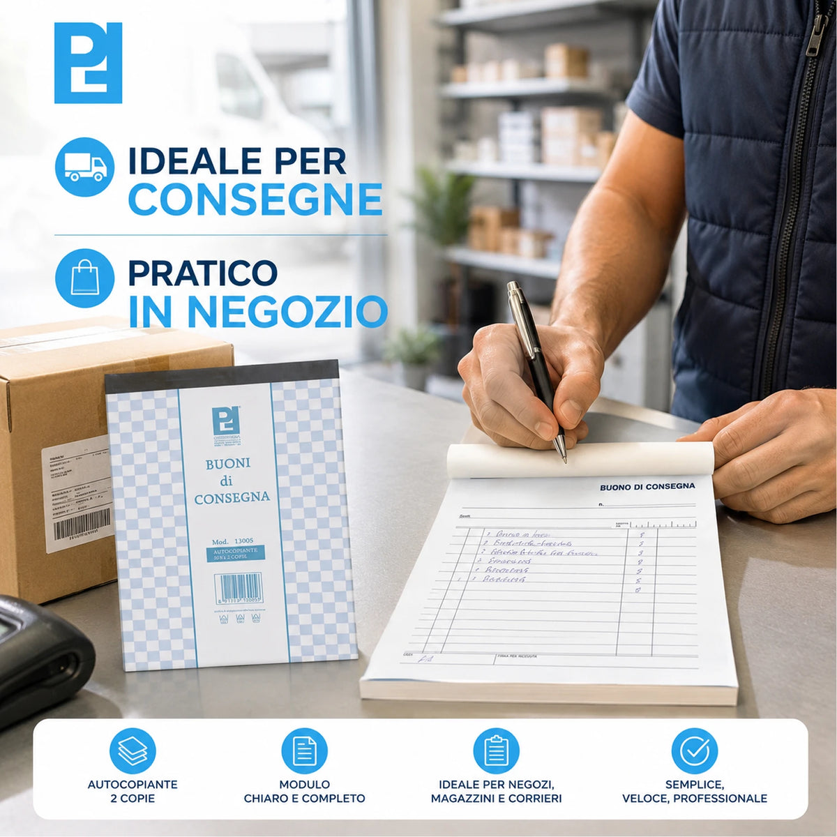 Confezione da 10 blocchi buoni consegna Picarta 15x22 cm, 50 fogli x 2 copie, moduli per consegne, magazzino, ufficio e attività commerciali