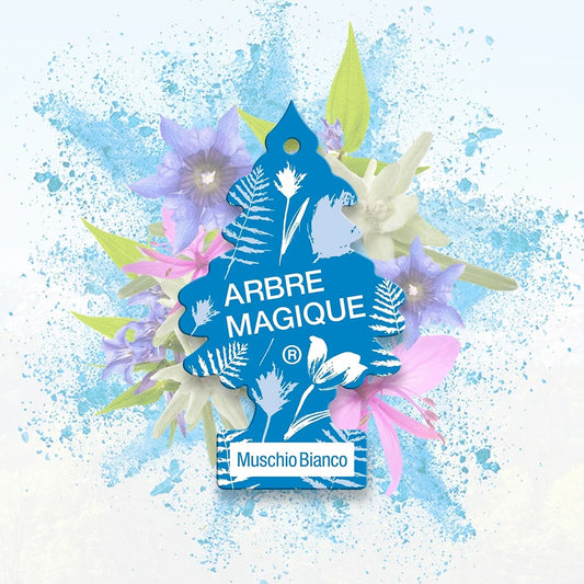 Confezione da 6, 12 o 24 Arbre Magique Muschio Bianco, profumatori auto solidi, fragranza fresca e rilassante, formato scorta per auto, furgone, armadio e piccoli ambienti