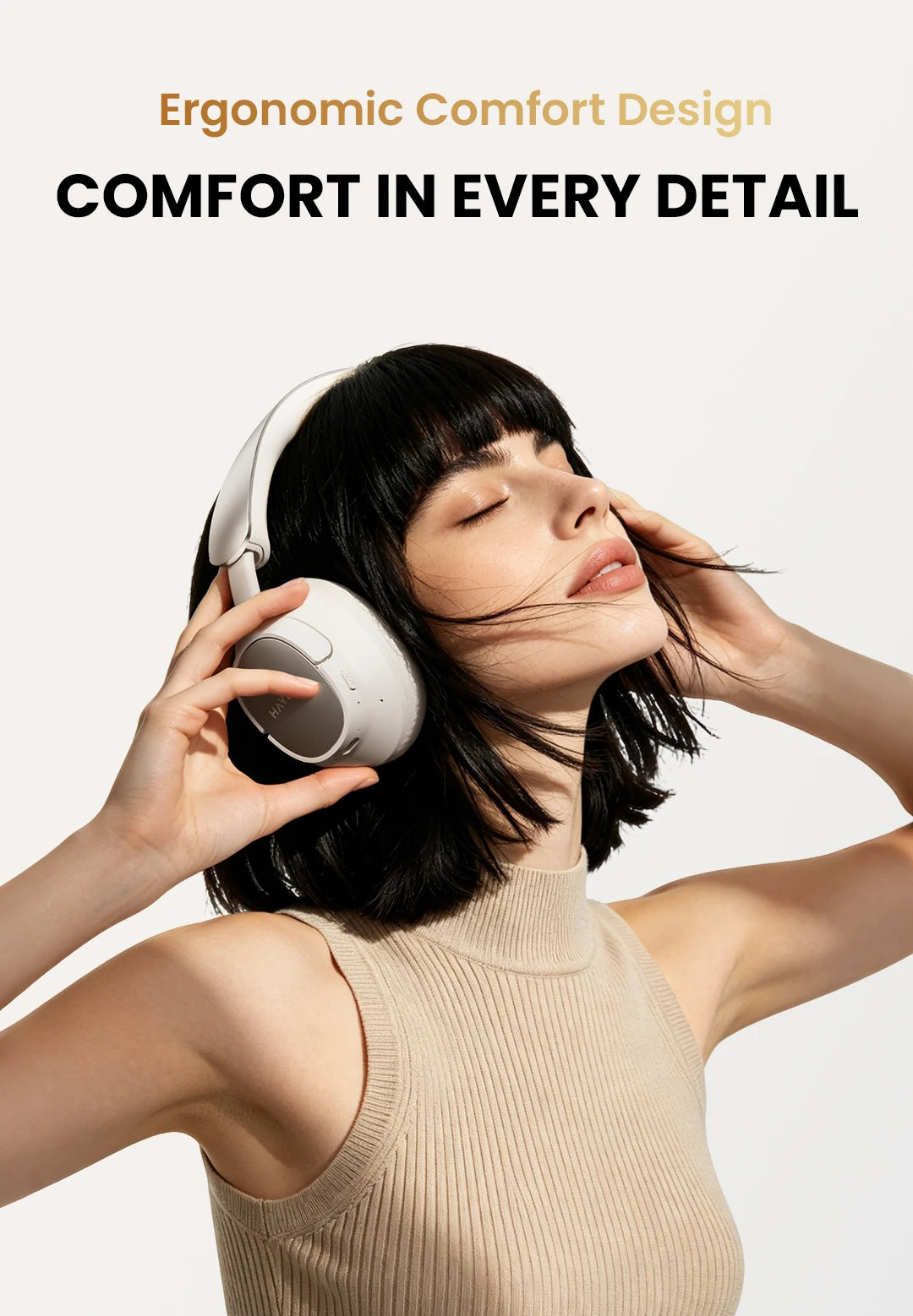 Cuffie Over-Ear HAYLOU FlowLoop S33 con Cancellazione Attiva del Rumore 45dB, Audio Hi-Res LDAC, Auricolari Bluetooth Wireless, 100 Ore di Autonomia