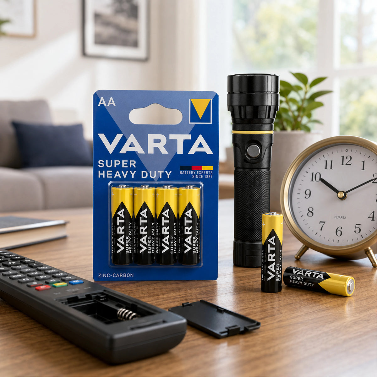 Pacco scorta Batterie AA VARTA Super Heavy Duty Zinco-Carbon 1,5V R6 per Telecomandi Orologi Sveglie