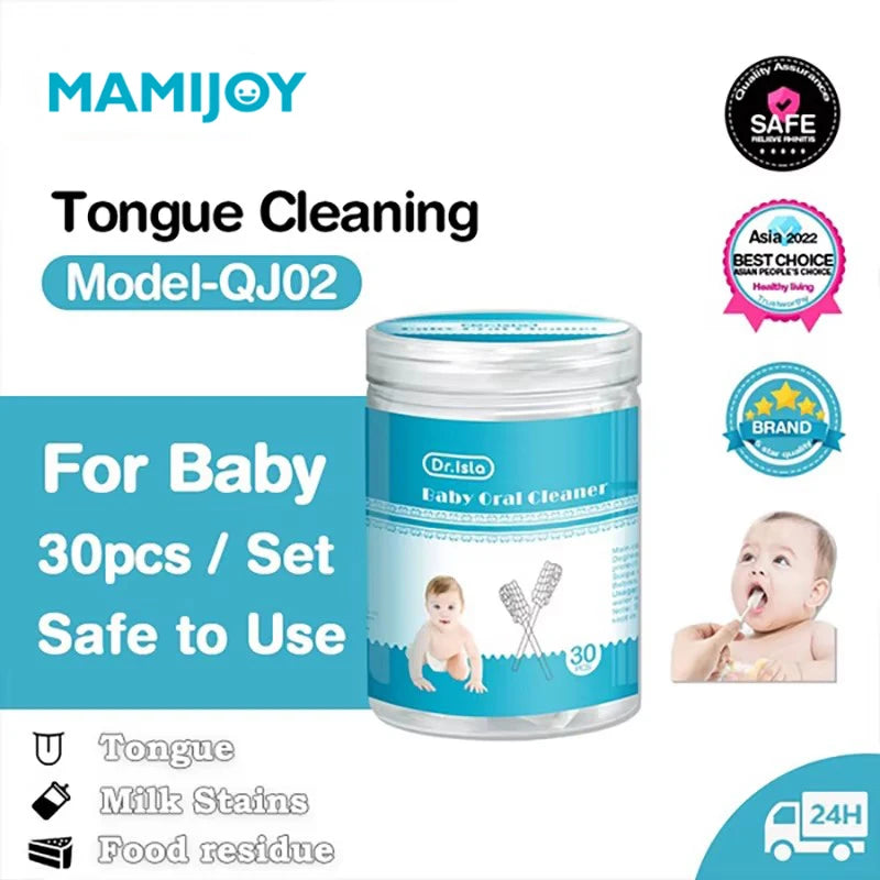 MAMIJOY 30/60pcs Bastone per la pulizia orale del bambino Detergente usa e getta Denti al latte Garza Spazzolino da denti Lavaggio della lingua del bambino Igiene orale neonato
