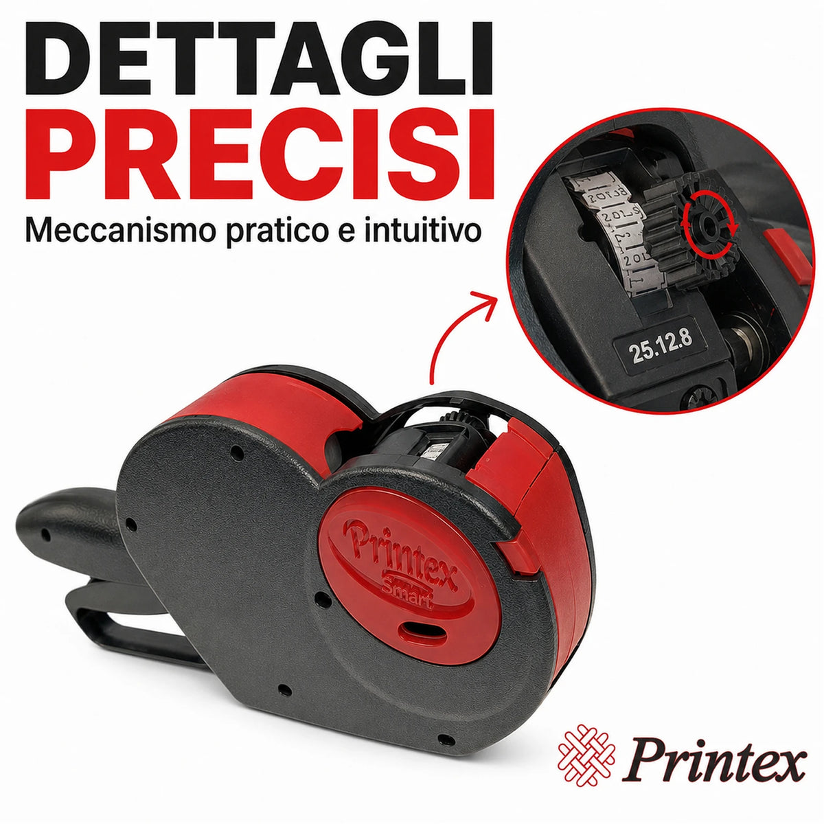 Confezione da 1 Prezzatrice Smart SM2612-08, 1 linea di stampa, 8 cifre, etichettatrice manuale per prezzi, codici, negozi e magazzino
