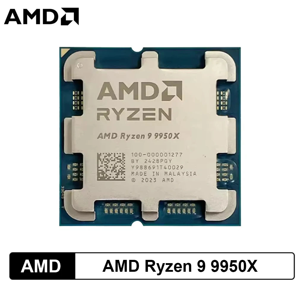 CPU Desktop AMD Ryzen 9 9950X 16-Core 32T 5.7GHz Max Boost 64MB L3 Cache Socket AM5 DDR5 170W TDP Serie 9000 Senza Ventola