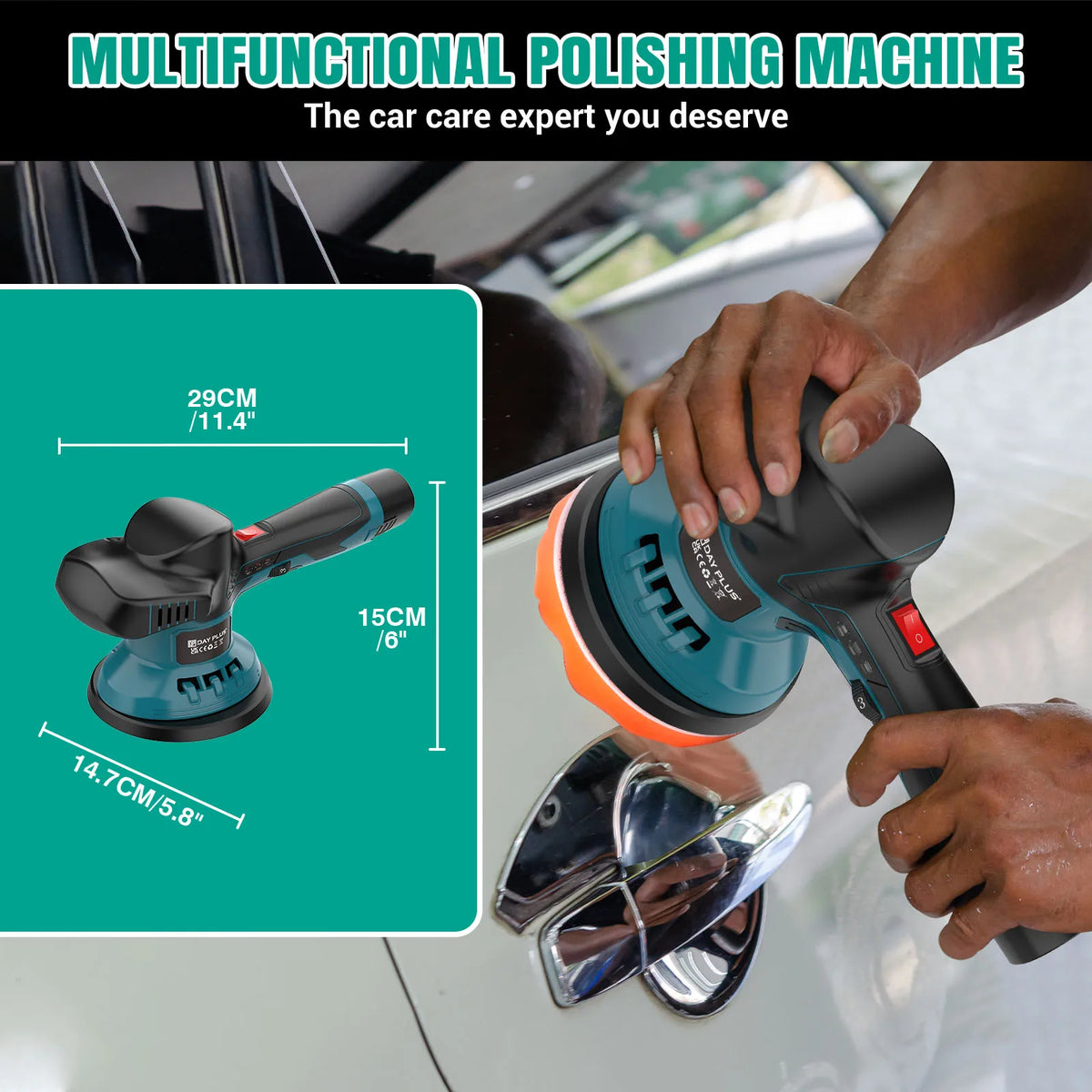 Lucidatrice Roto-Orbitale a Batteria Doppia, Kit Dettagli Auto 22 Pezzi, Lucidatrice Regolabile a 8 Velocità, Lucidatrice per Auto a Batteria al Litio, Finitura a Specchio Senza Graffi, Lucidatrice Professionale per Uso Dome