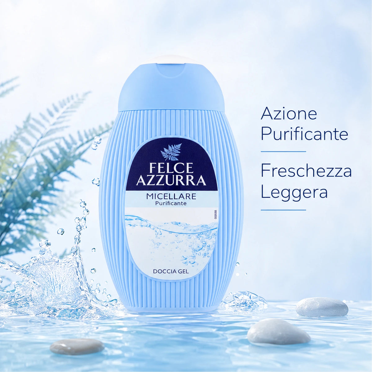 Confezione da 12 Felce Azzurra Doccia Micellare 250 ml, bagnodoccia per la detersione quotidiana, 3 L totali