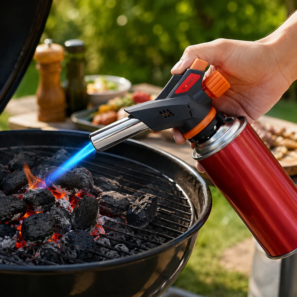 Confezione da 1 testa di cannello a gas Qback con adattatore Ø 22 mm, torcia da cucina e accenditore multiuso per cucina, barbecue e piccoli lavori compatibili