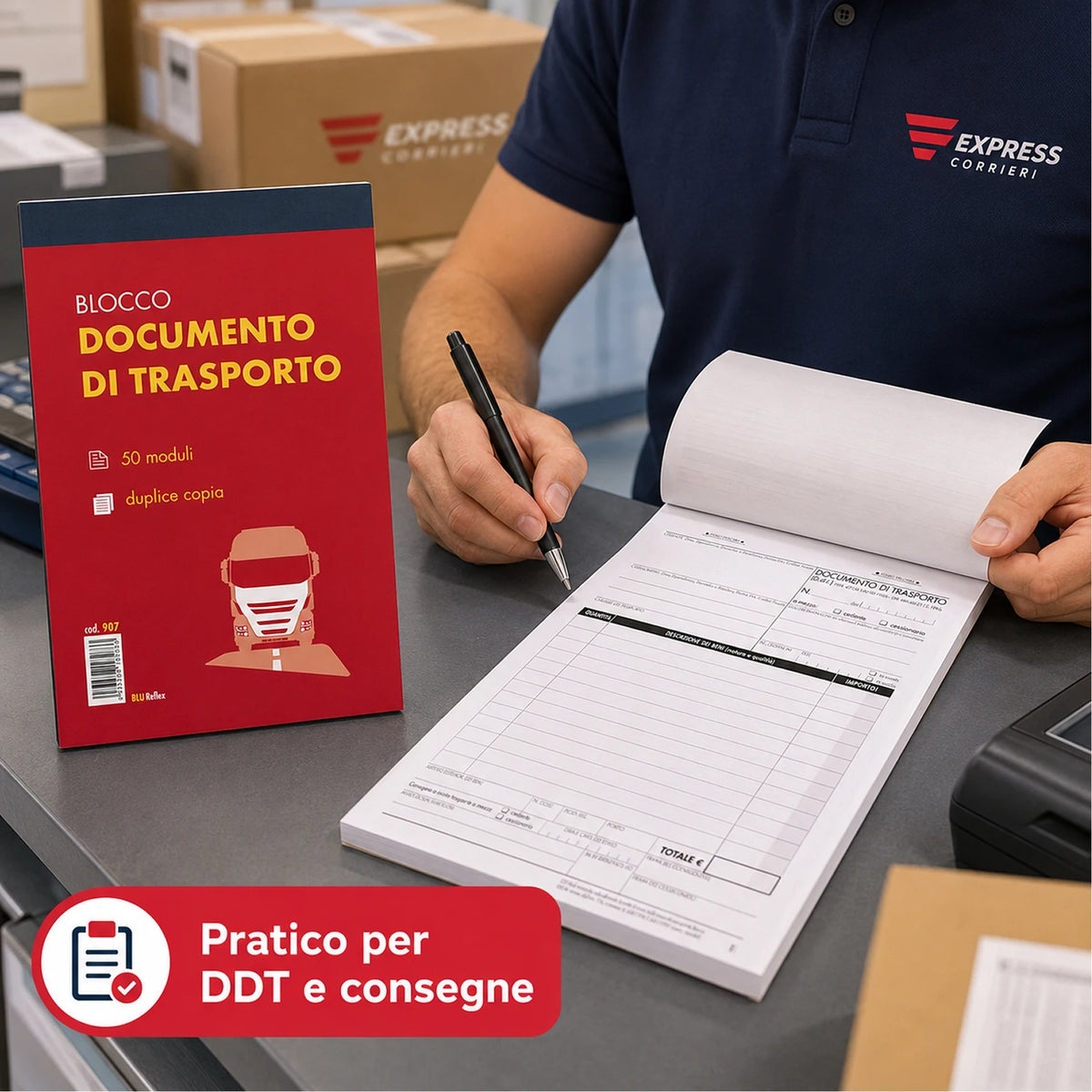 Confezione da 10 blocchi Documenti di Trasporto DDT 3 copie 15x23 cm, 50 fogli x 3 copie, moduli per spedizioni, consegne, magazzino e ufficio