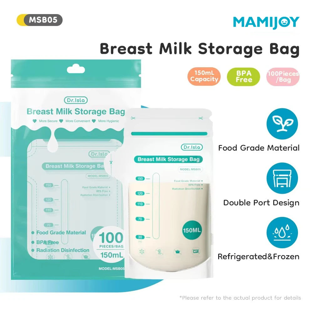 MAMIJOY 100 pz 150 ml sacchetto di stoccaggio del latte materno usa e getta di piccola capacità sacchetto di stoccaggio del latte congelato BPA libero sacchetti di alimentazione sicuri