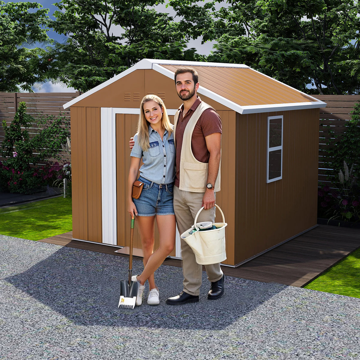 Casetta da giardino 1,8x1 m, capanno per attrezzi da esterno in metallo resistente alle intemperie con finestra, porta con serratura e sistema di ventilazione, senza pavimento, robusta casetta da giardino in acciaio per corti