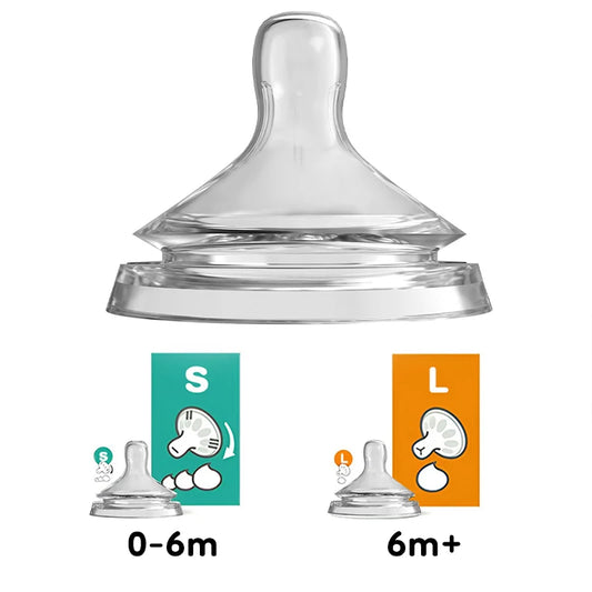 MAMIJOY Ciuccio per neonati 4 pezzi in PP con testa rotonda e foro incrociato in silicone alimentare per neonati da 0-6 mesi, ciuccio per neonati, tettarella per neonati, senza BPA BY05