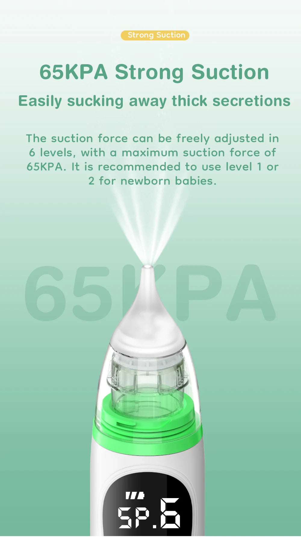 MAMIJOY Bambino Naso Cleaner Silicone Aspirazione Regolabile Elettrico Bambino Aspiratore Nasale Sicurezza Conveniente A Basso Rumore U94