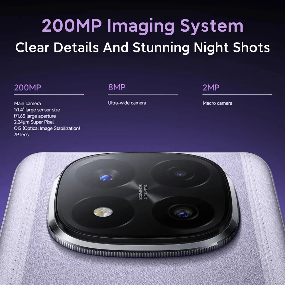 Xiaomi Redmi Note 14 Pro Plus 5G Versione Globale Smartphone NFC Snapdragon ® Schermo 7s Gen 3 AMOLED da 1,5K pollici 120Hz fotocamera 200 MP batteria