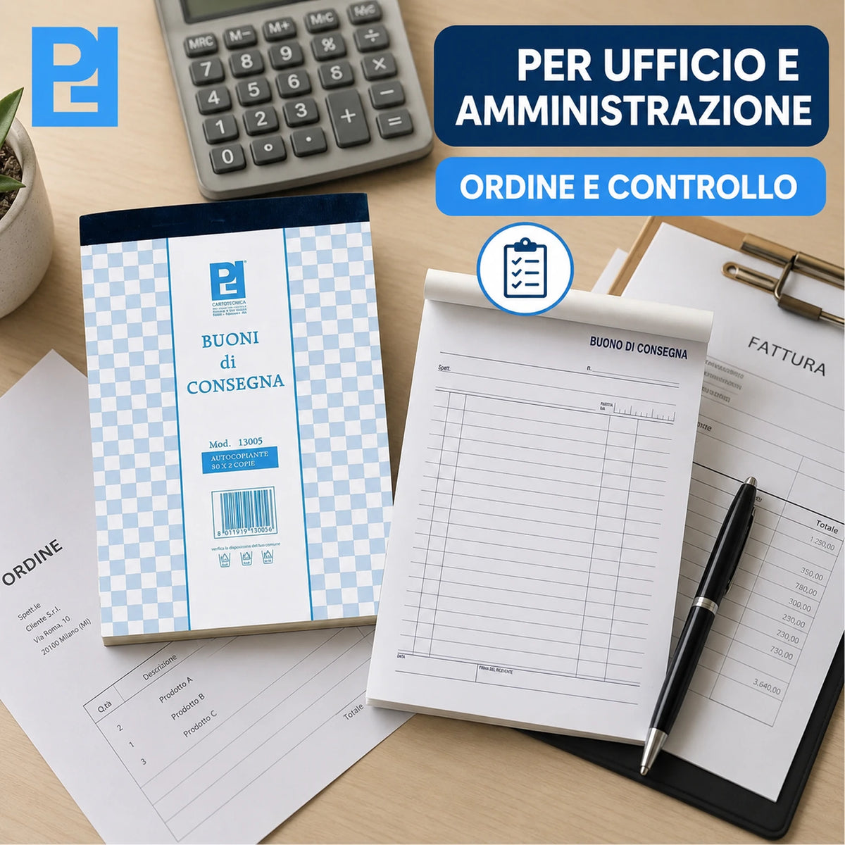 Confezione da 10 blocchi buoni consegna Picarta 15x22 cm, 50 fogli x 2 copie, moduli per consegne, magazzino, ufficio e attività commerciali