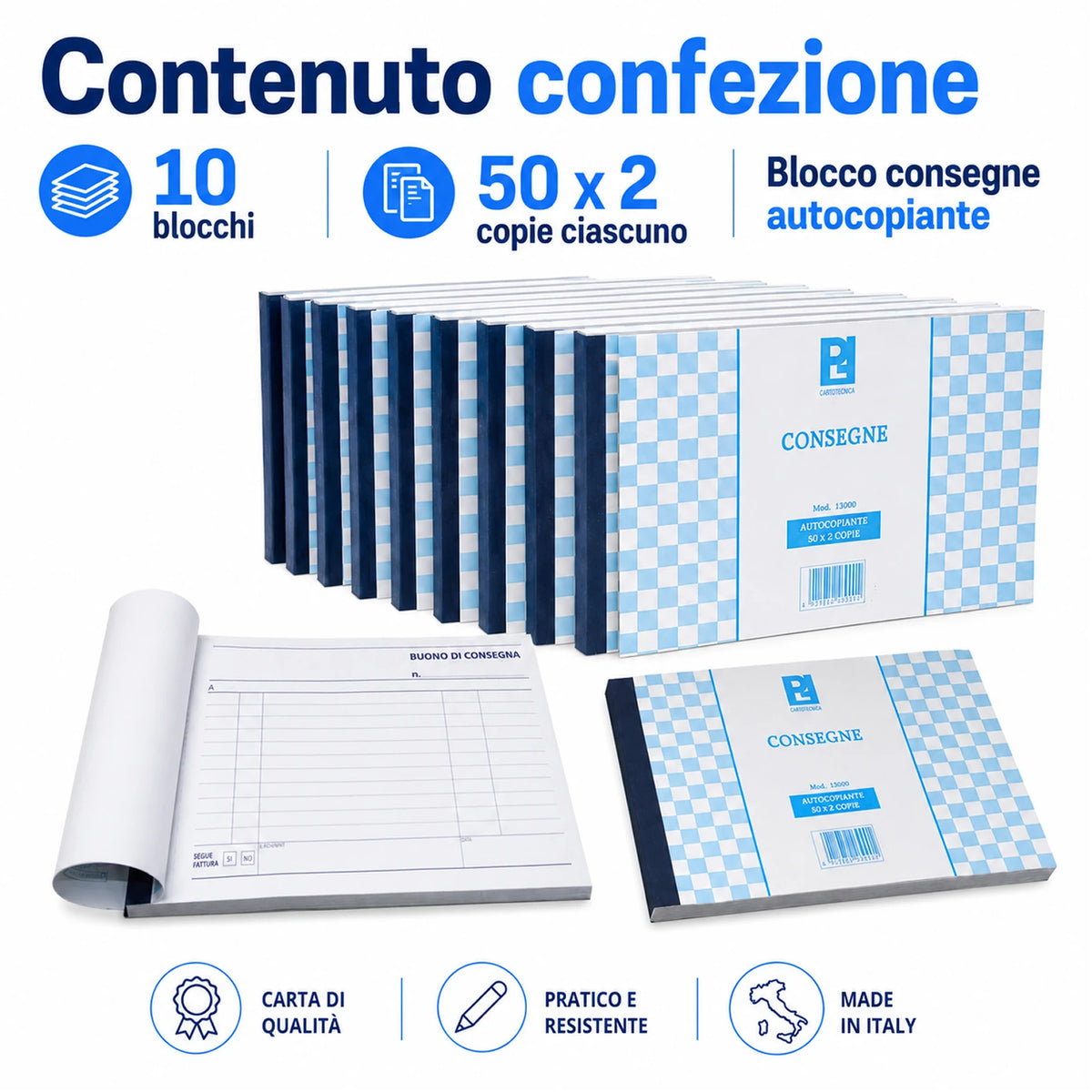 Confezione da 10 blocchi buono consegne Picarta, moduli per consegne, ricevute, magazzino, ufficio e attività commerciali
