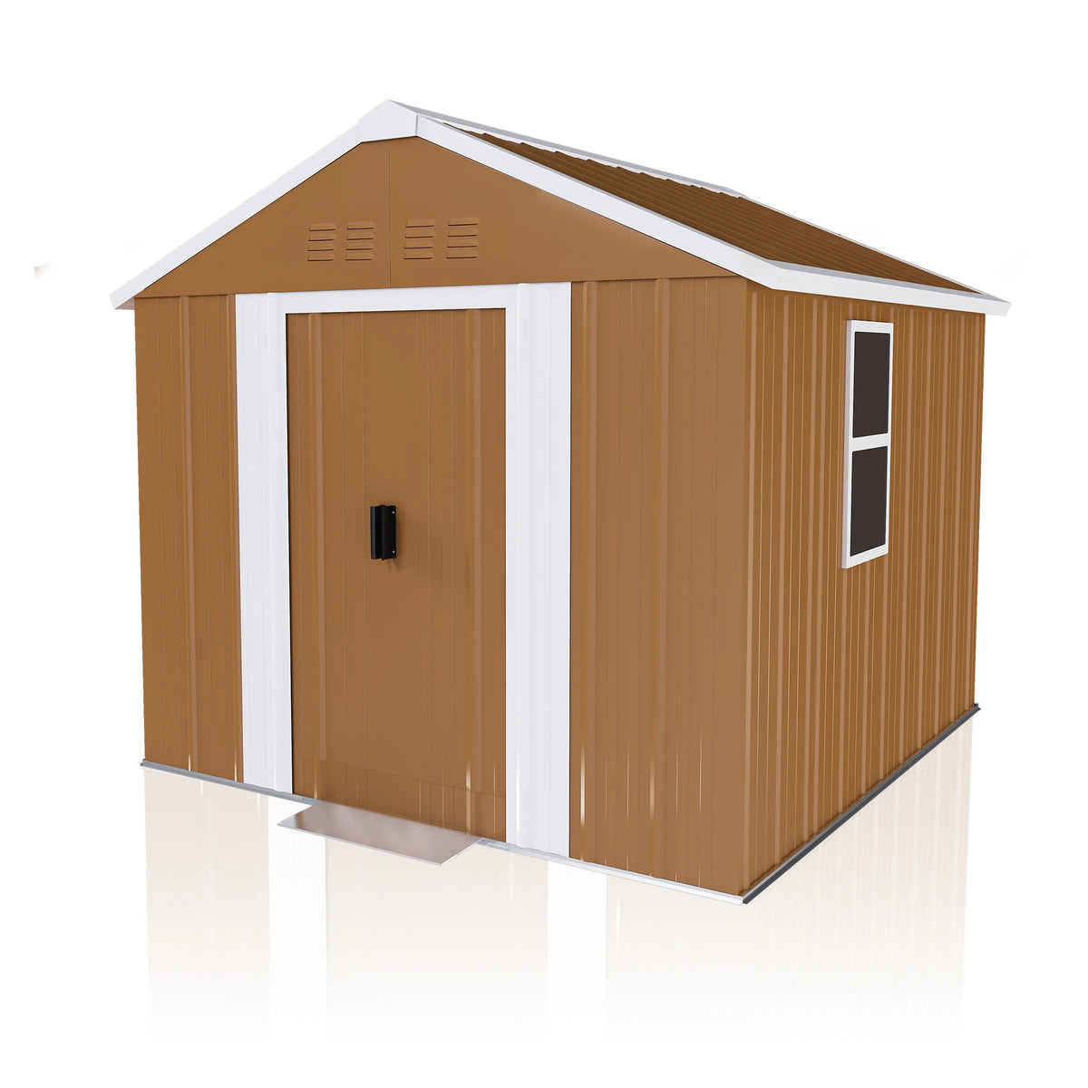Casetta da giardino 1,8x1 m, capanno per attrezzi da esterno in metallo resistente alle intemperie con finestra, porta con serratura e sistema di ventilazione, senza pavimento, robusta casetta da giardino in acciaio per corti