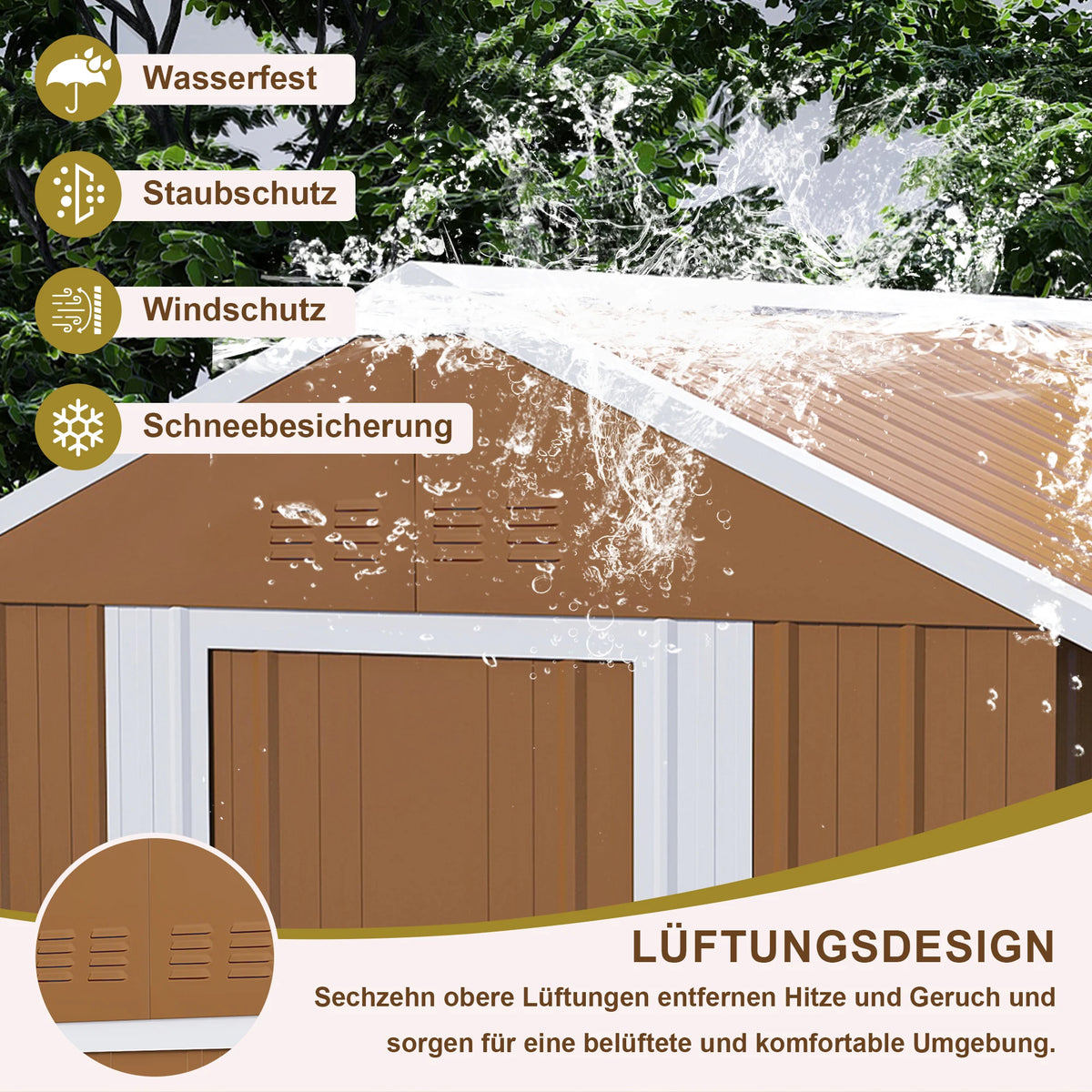 Casetta da giardino 1,8x1 m, capanno per attrezzi da esterno in metallo resistente alle intemperie con finestra, porta con serratura e sistema di ventilazione, senza pavimento, robusta casetta da giardino in acciaio per corti