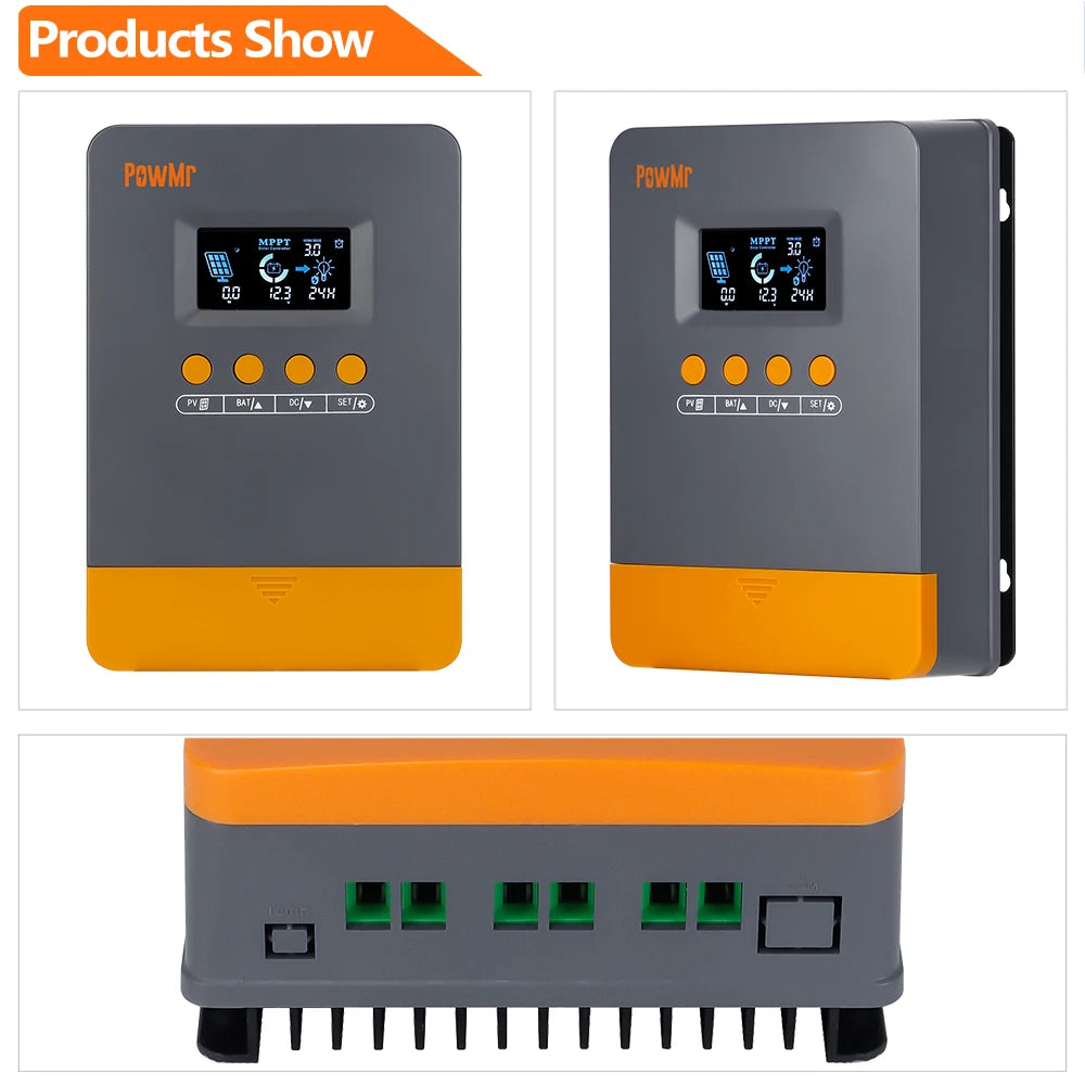 PowMr EU MPPT 45A 35A 25A Regolatore di carica solare 12V 24V Auto 100V Regolatore di pannello Regolatore Piombo-acido/Batteria al litio