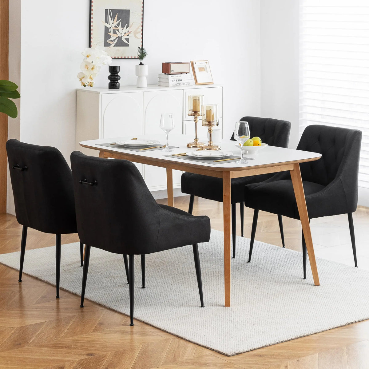 Set di 4 sedie da pranzo, sedie moderne con seduta imbottita e schienale ergonomico con gambe in metallo per cucina/soggiorno/rimessa
