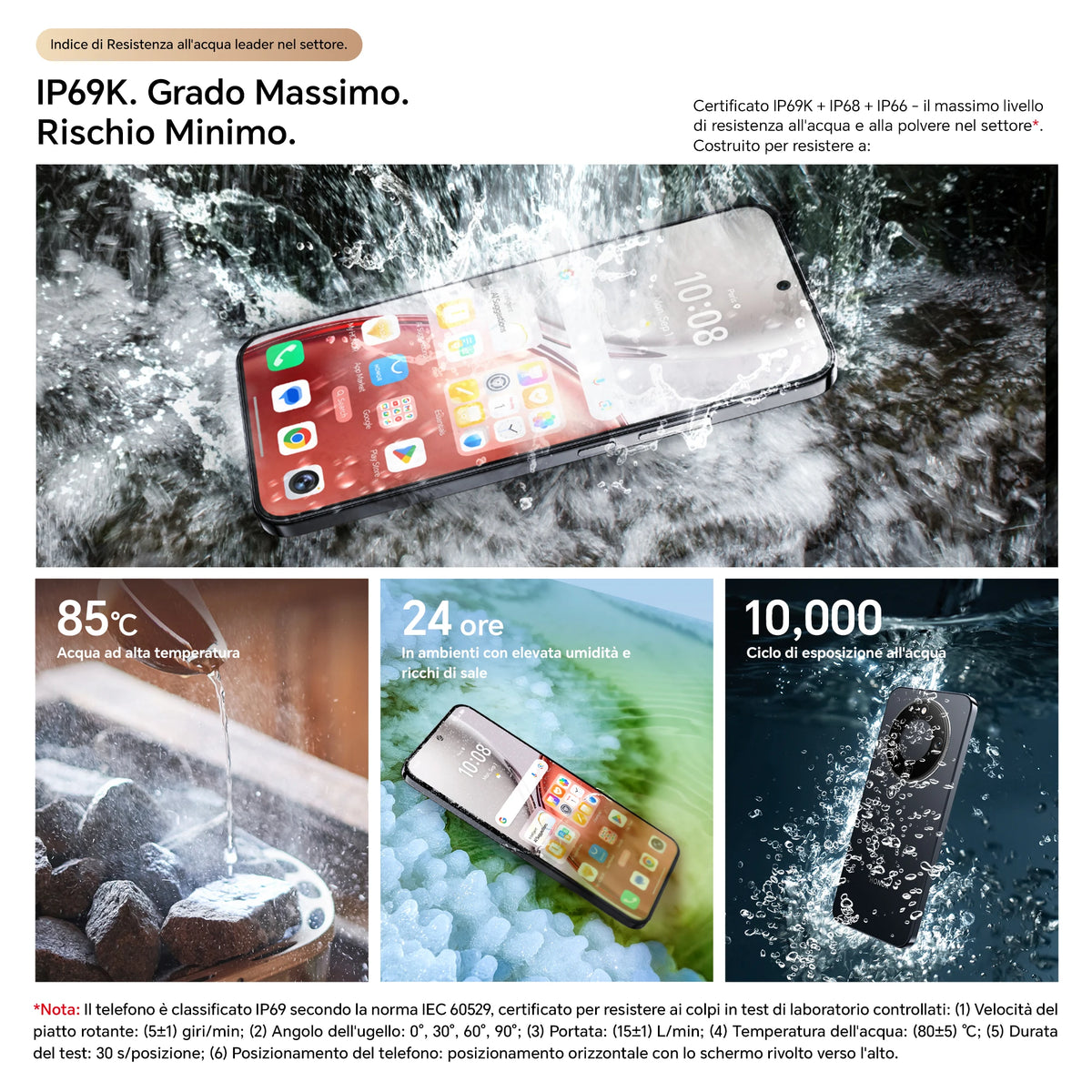 HONOR Magic8 Lite Smartphone 5G, Tripla Resistenza-IP69K, 7500 mAh, Fotocamera AI 108 MP con OIS, Display AMOLED da 6.79 Pollici Cellulari, AI Intelligente, Dual SIM, NFC