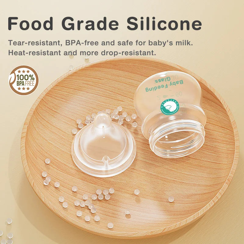 1 Pezzo Biberon per Neonati 90ML/160ML, Biberon in Vetro Anti-Colica, Biberon per l'Alimentazione del Latte, Senza BPA