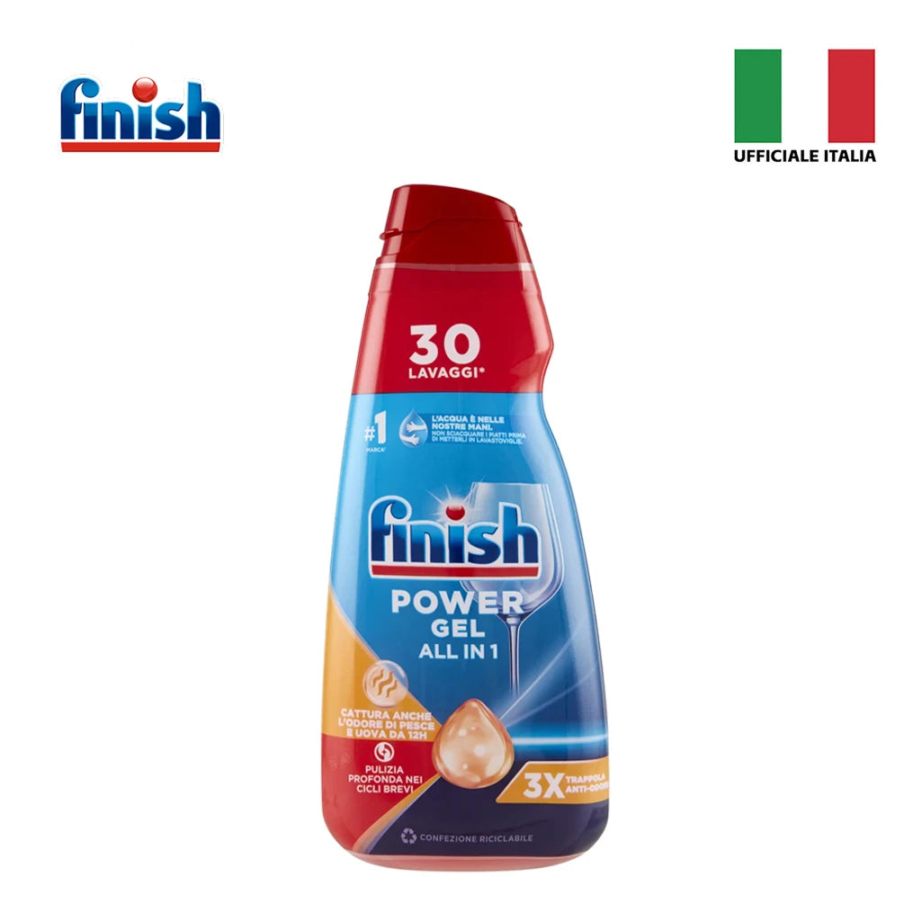Confezione da 3 Finish Power Gel 600 ml Anti-Odore, gel per lavastoviglie, 1,8 L totali per piatti, bicchieri e stoviglie