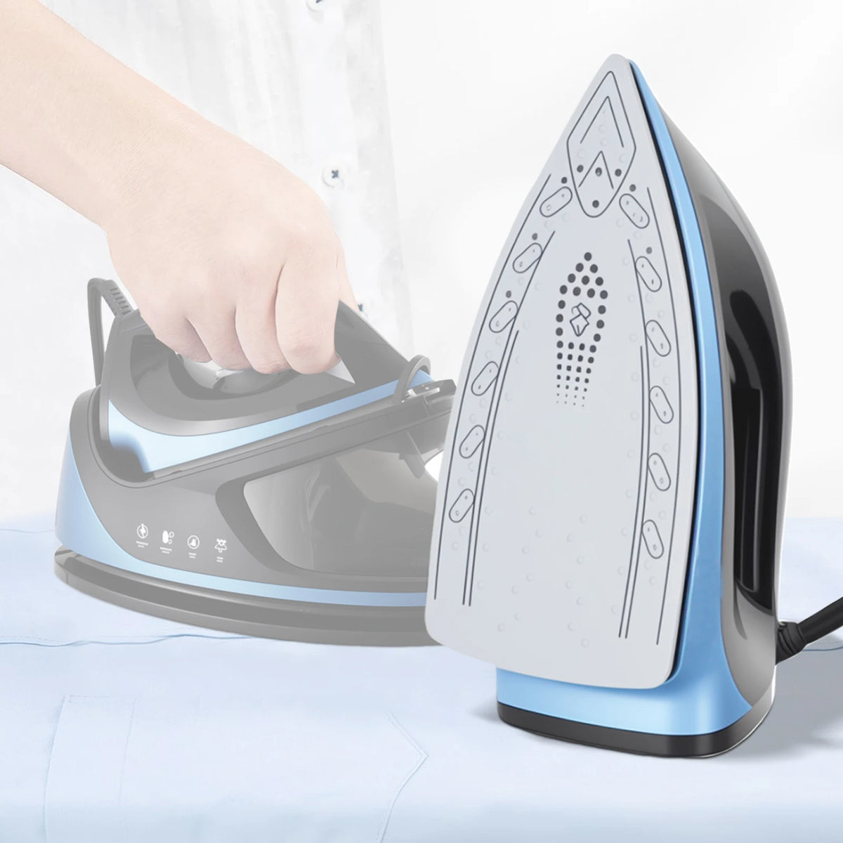 Ferro da Stiro Verticale e Portatile 2 in 1 da 2000W con Serbatoio Acqua da 1.1L, Rimuovi Pieghe Rapido, Anti-Goccia