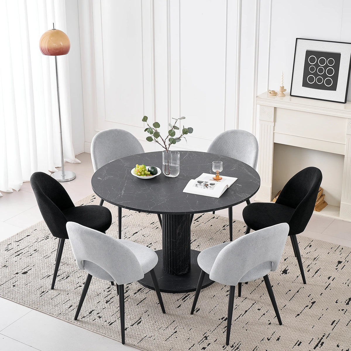 Tavolo da pranzo rotondo in stile nordico, tavolo da pranzo moderno per cucina domestica in legno massello, adatto per 4-6 persone, diametro 115 cm