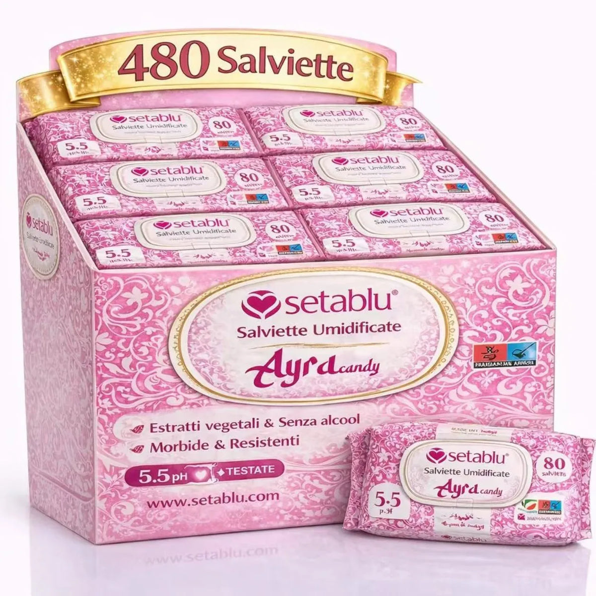480 Salviette Umide in Fibra Ultra-Morbida per Cura Profonda e Idratazione, Ideali per Pelli Sensibili, Profumo Fresco, Box 6 Confezioni x 80 Pezzi Salviette - Bestline
