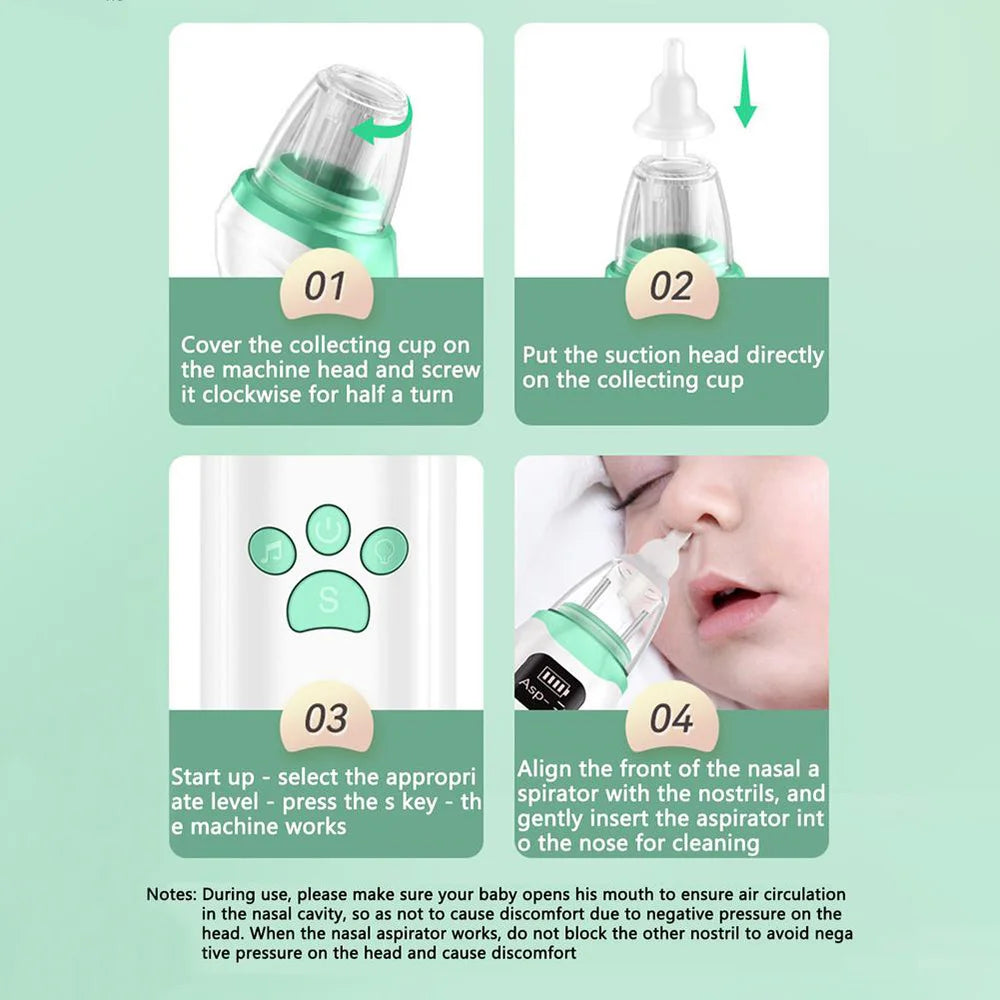 MAMIJOY Aspiratore nasale elettrico per bambini, pulitore nasale silenzioso per neonati, per ostruzioni e rinite, aspiratore nasale per neonati U94