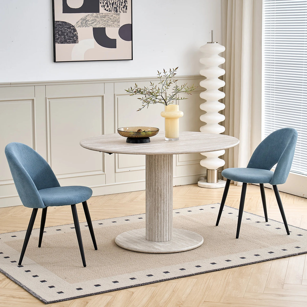 Tavolo da pranzo rotondo in stile nordico, tavolo da pranzo moderno per cucina domestica in legno massello, adatto per 4-6 persone, diametro 115 cm