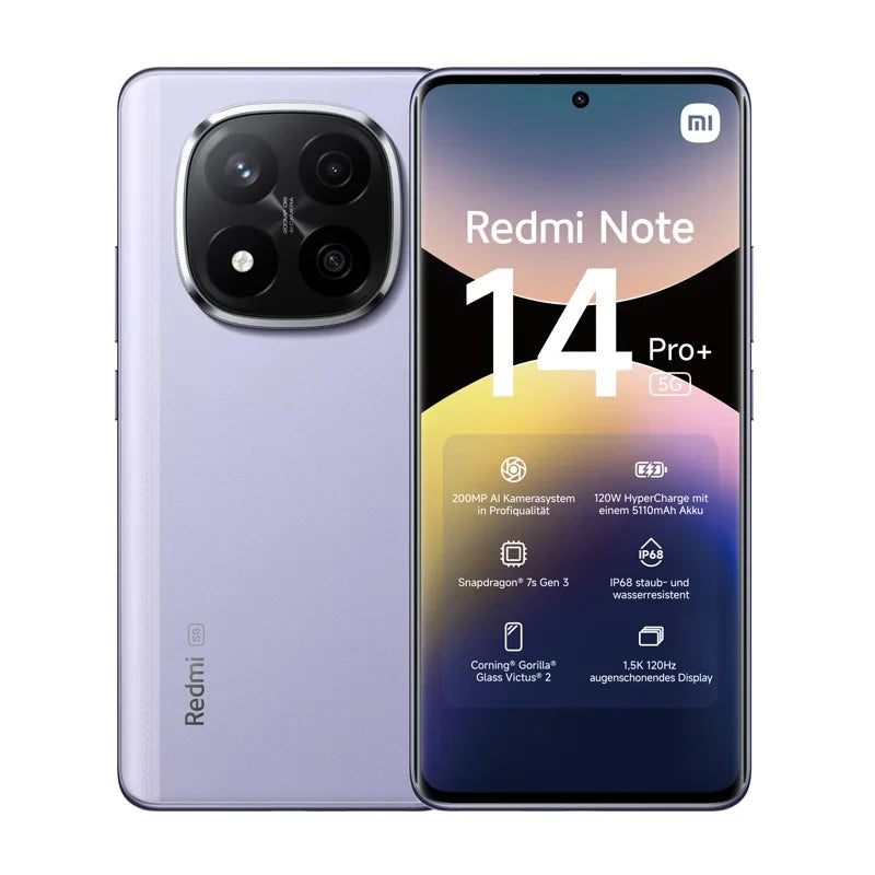 Xiaomi Redmi Note 14 Pro Plus 5G Versione Globale Smartphone NFC Snapdragon ® Schermo 7s Gen 3 AMOLED da 1,5K pollici 120Hz fotocamera 200 MP batteria