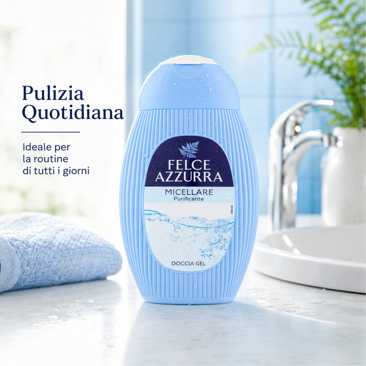 Confezione da 12 Felce Azzurra Doccia Micellare 250 ml, bagnodoccia per la detersione quotidiana, 3 L totali