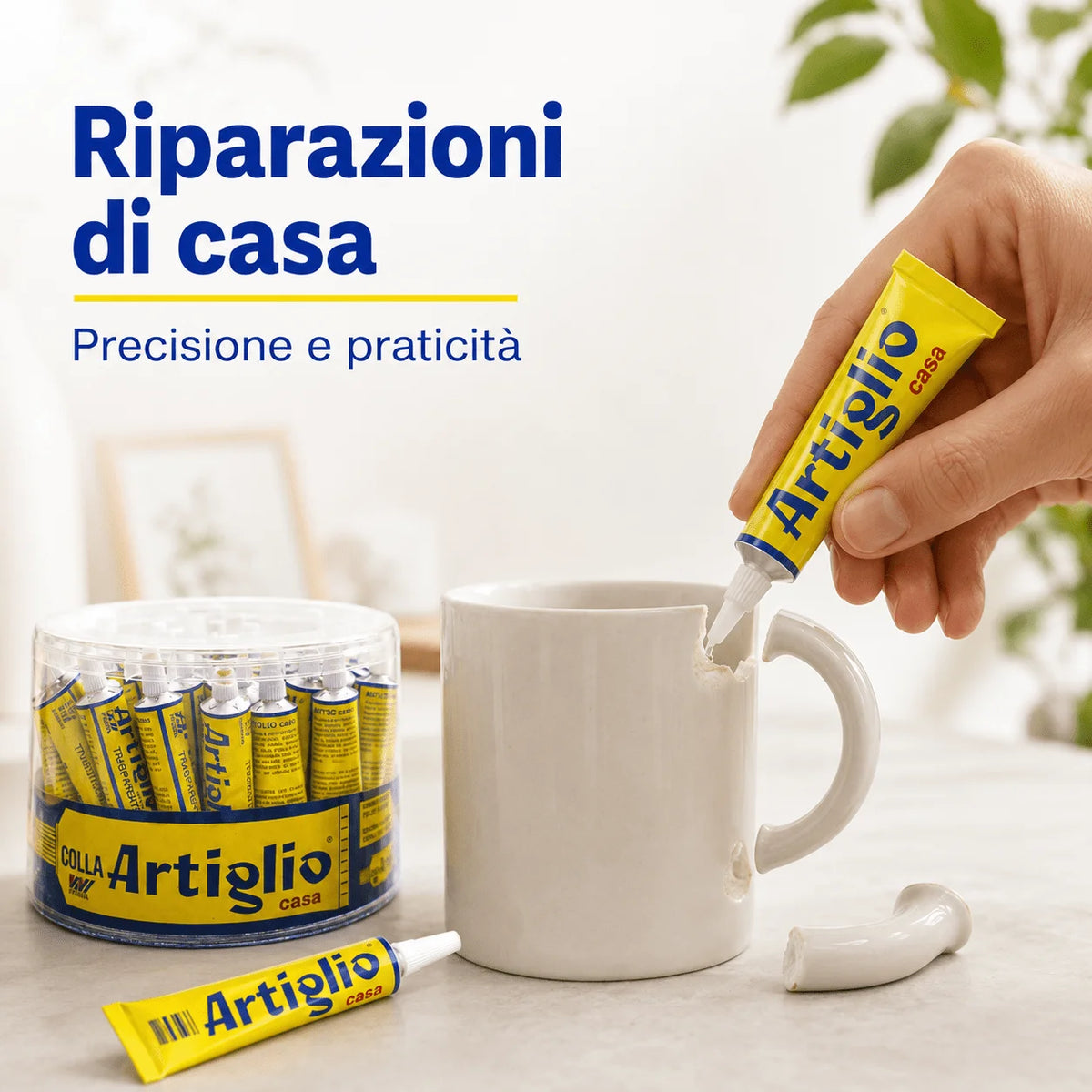 Confezione da 48 tubetti Colla Artiglio Bianca Wilbra 25 ml, adesivo in tubetto per lavori manuali, scuola, ufficio, bricolage e uso quotidiano