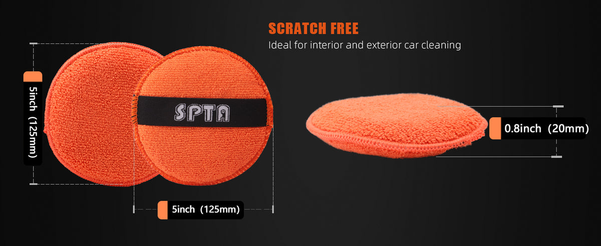 SPTA Tamponi Applicatori in Microfibra da 5 Pollici (125mm) con Fascia Elastica per Lucidatura e Pulizia Auto