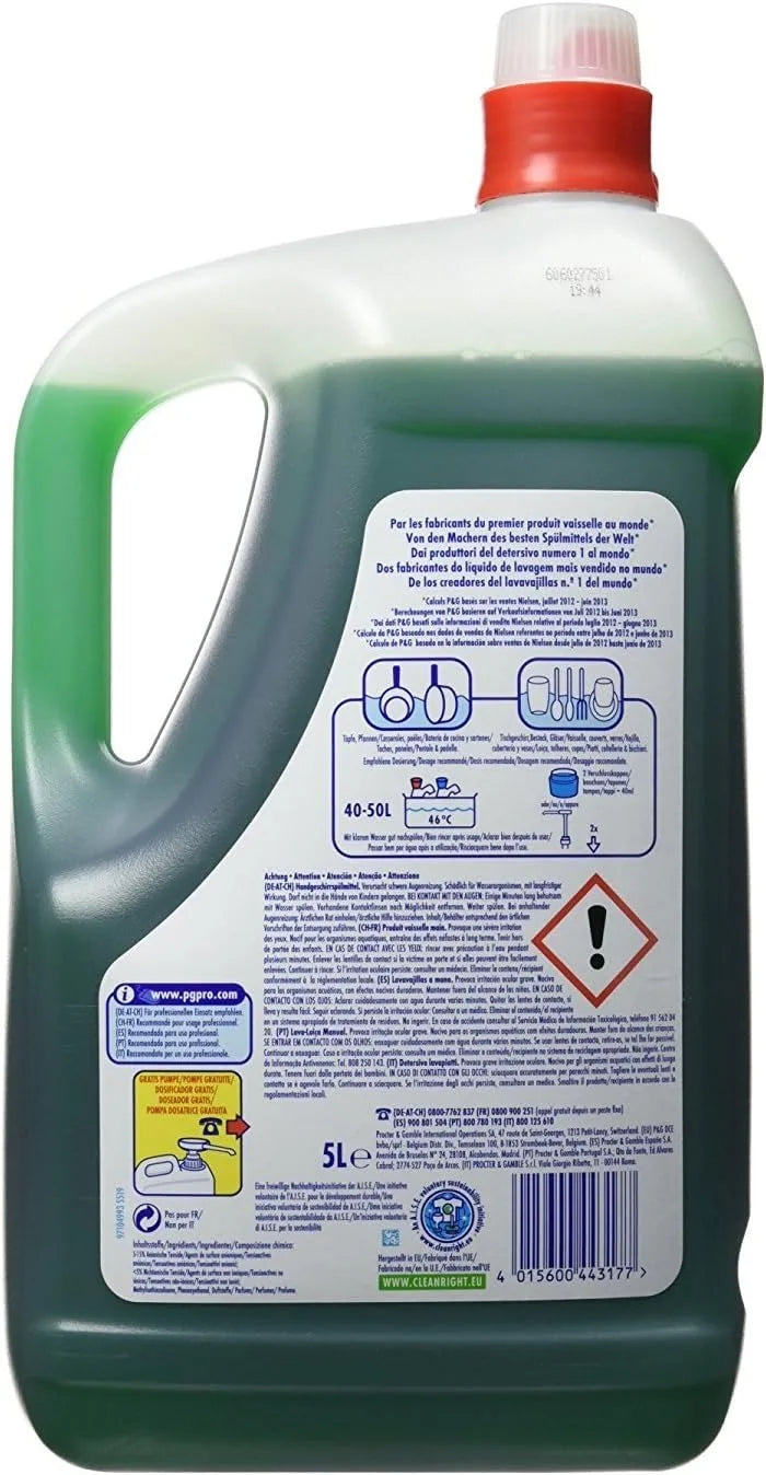 FAIRY Detersivo per lavastoviglie manuale Confezione 2 unità x 5 litri Bassa schiuma Uso professionale
