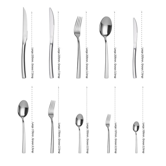 Set di Posate Mr.Spoon Serie Mountain 12 Pezzi in Acciaio Inox 18/0 Argento – Coltello da Bistecca, Forchetta, Cucchiaio da Zuppa, Dessert e Caffè – Posate Moderne e Resistenti, Lavabili in Lavastoviglie per Cucina, Casa