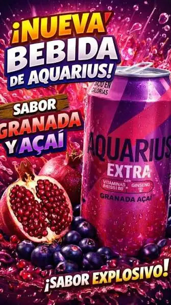 Aquarius Extra Granada Açaí, NUOVA Bevanda a Basso Contenuto Calorico, 24x330 ml