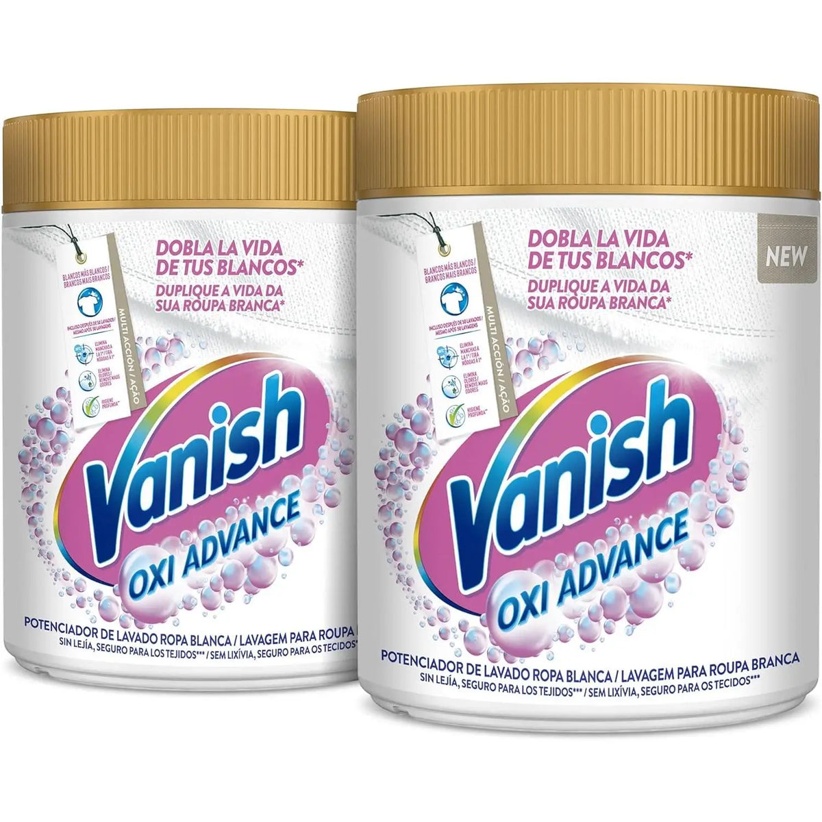 Vanish Oxi Action Savings PACK 2 X 900 Gr. - Smacchiatore e sbiancante per vestiti bianco, polvere, senza candeggina 【ROW】