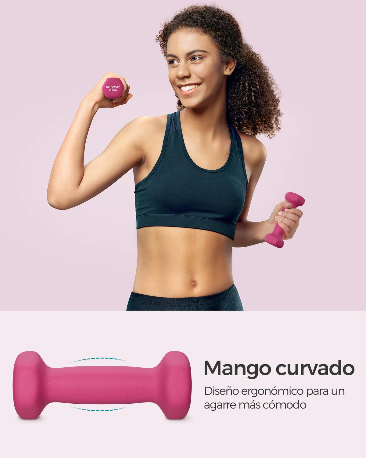 SONGMICS Set di 2 Manubri, 2 x 0,5 kg Manubri Esagonali con Rivestimento in Neoprene per Allenamento di Forza e Fitness a Casa