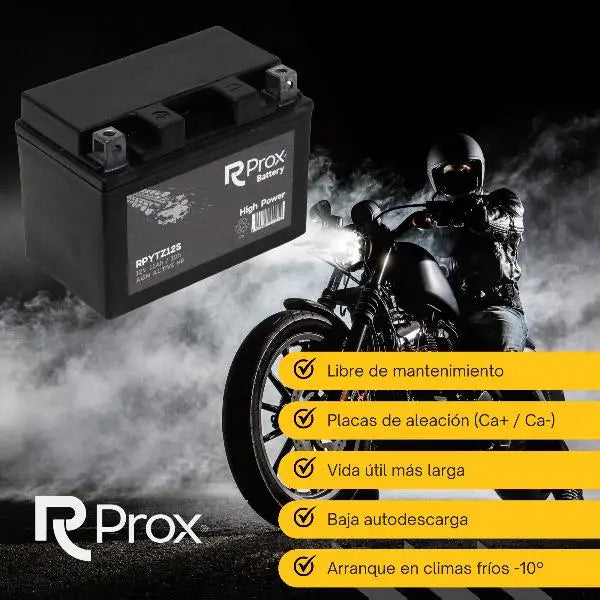 YTZ12S AGM Batteria per Moto ad Alta Potenza 12V 11Ah 210Amp. Massima Potenza di Avviamento. Batteria RC Prox Produzione Europea.