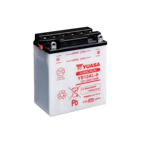 Batteria per moto YUASA YB12AL-A
12V 12.6Ah 150A (EN)
Gamma YuMicron ®
Misure:
Lunghezza 136 mm
Larghezza 82 mm
Altezza 162 mm