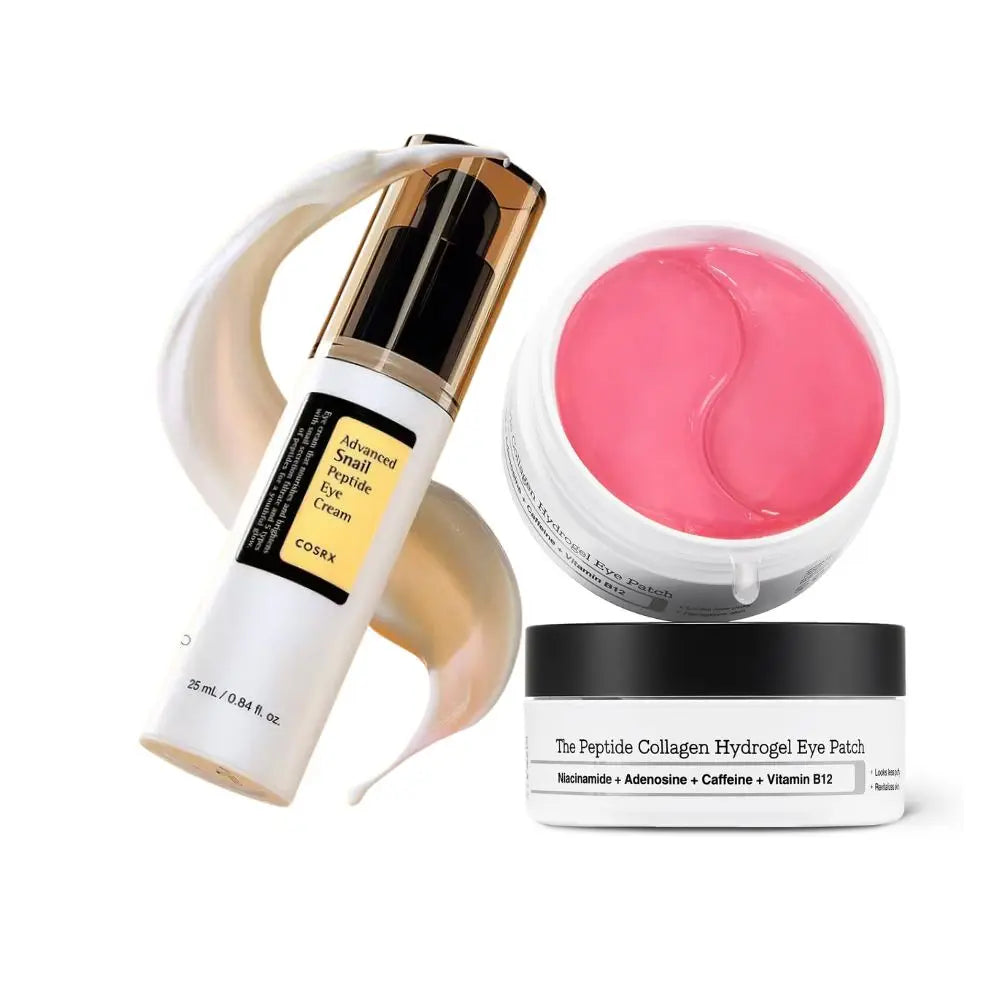 COSRX EYE CONTOUR PACK | Advanced Snail Peptide Eye Contour 25 ml + Patch al Collagene con Peptidi Rosa (60 unità) per borse, occhiaie e linee sottili